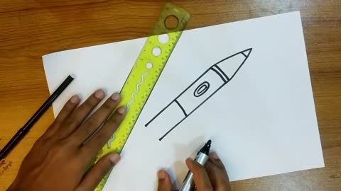 How to Draw a Rocket - Easy Rocket Drawing Step by Step for Kids - Cartoon Rocket Drawing