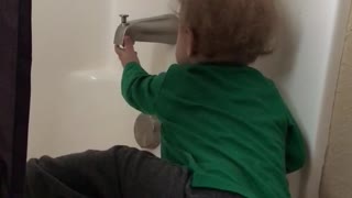 12 month old wants his bath time