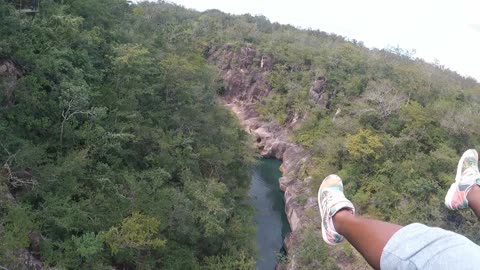 First time ziplining in Costa Rica and I hit the brakes too soon!