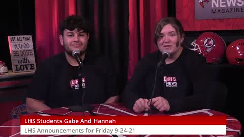 Gabe & Hannah with LHS Announcements 9-24-21