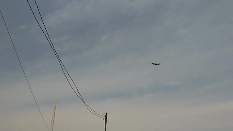 A scene in which the plane flies.