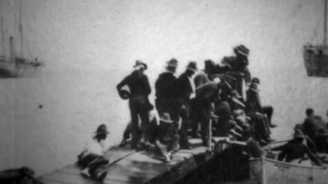 Wounded Soldiers Embarking In Row Boats (1898 Original Black & White Film)