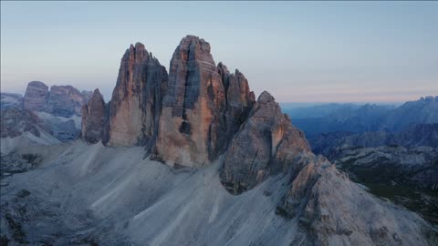 tre cime dilavaredo drone aerial footage most visited location in sexten