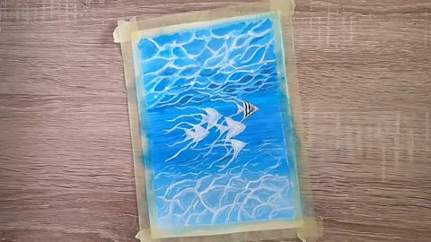 Underwater ocean fish, acrylic painting step by step