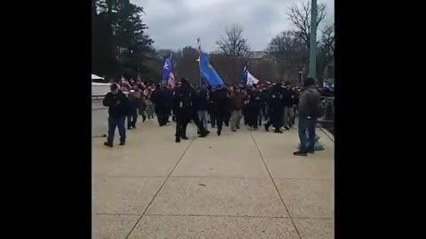video shows the police removing the barricade and allowing protestors access to the Capitol.