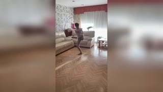 Amazing Moment Teen Skater Pirouettes In Living Room