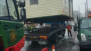 Static caravan being craned into position #7