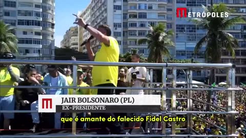 🇧🇷 L'ancien président Jair Bolsonaro (PL) s'exprime lors de la manifestation à Copacabana, Rio