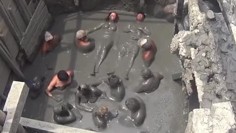 Mud bath inside a volcano