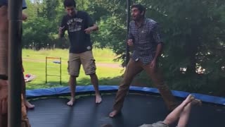 Slo mo trampoline backflip face plant fail