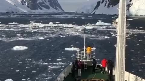 a boat on an ice fishing