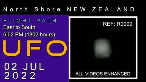 UFO NEW ZEALAND, 02 JUL2022, REF 0009, North Shore, Flight Path East to South.
