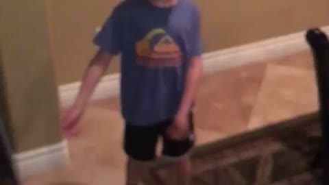 Kid flossing and ending with a dab