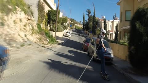 Longboard skitching in beautiful Cyprus