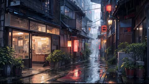 RAINING IN ＯＳＡＫＡ 🌧️ Lofi Hip Hop ☔Chill Lo-fi music to relax, study and work