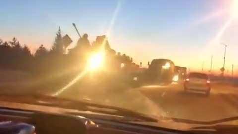 "Russian Tanks And Troops" lined up near the Ukrainian border in Belgorod, Russia