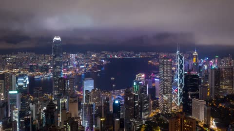 Drone Footage of a City Night Lights