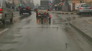 A Funny Way to Transport a Metal Cart