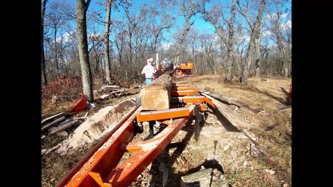 Hard and naughty knotty wood, Red oak log Mobile milling on Wood mizer LT35 HD