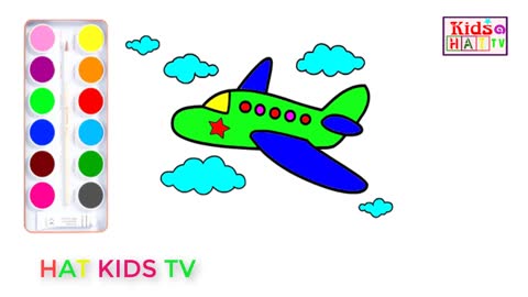 Airplane Coloring Page Learn Colors How to Draw Airplane HAT Kids TV