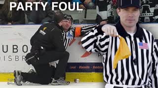 Hockey Ref Gets Hit in Nuts with Full Beer Can