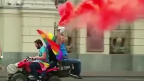 LGBTQIA+ activists try hold a protest in Russia…