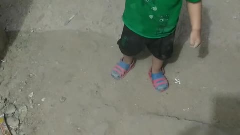 Funny Baby Playing With Sand