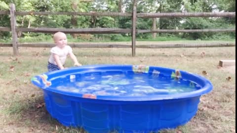 Funny Baby Playing With Water 2 - Baby Outdoor Video
