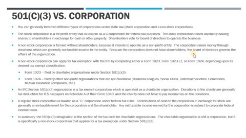 What's the Difference Between a 501(c)(3) Organization and a Corporation?
