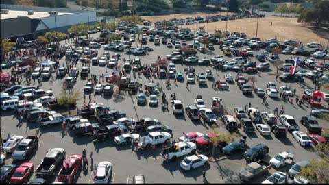 Northern California Trump Car Rally Drone veiw