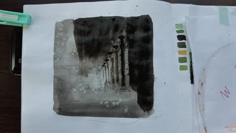 Teach you how to paint a lonely and silent subway station with watercolor 6