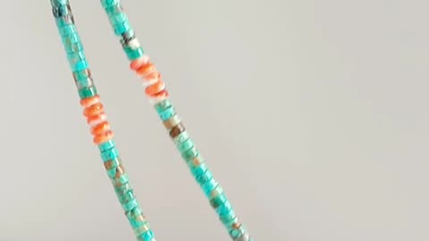 Natural turquoise with orange shell pendant full strand 16inch simple necklace 20230925-04-08