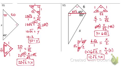 45 45 90 Special right Triangles part 2