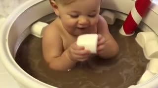 Chocolate bath look how she is enjoy