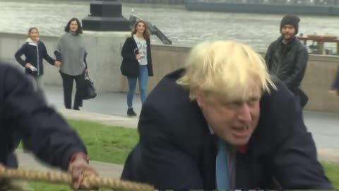 Boris Johnson takes a tumble in tug of war with armed forces - BBC News_HD