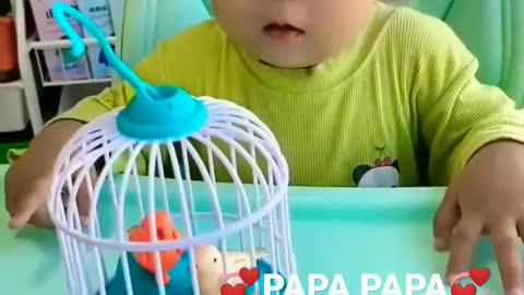 Cute baby with Bird