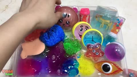 Mixing Store Bought Slime Into Clear Slime - Most Satisfying Videos