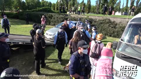 Canberra Gestapo Police Brutality: Brutal policeman pushes lady to the ground