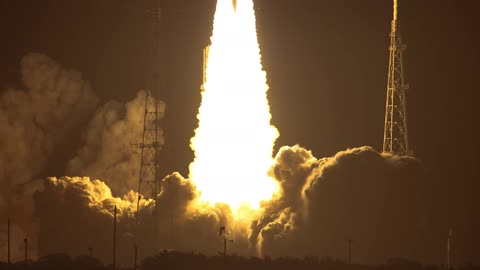 Slow motion liftoff of nasa moon rocket