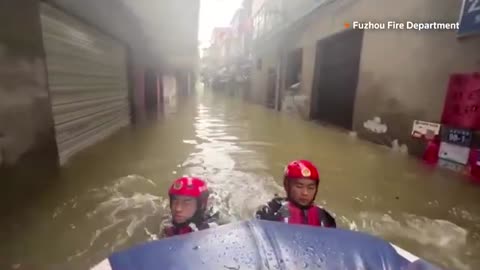 Flood victims rescued in China's Fuzhou after typhoon