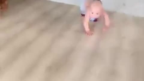 The child running around the house