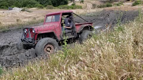 1948 Willys pick playing in hollister hills mud pit