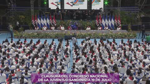 Daniel en el Congreso de la Juventud Sandinista en tributo al Comandante Carlos Fonseca