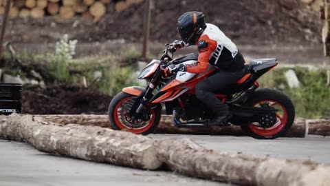 Motorcycle Drifting in a Lumber Yard