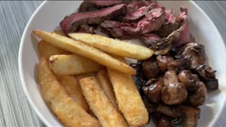 Steak with Mushrooms and Fries