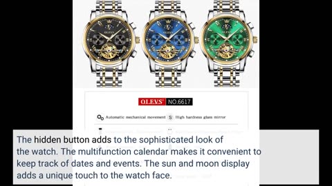 OLEVS Mens Automatic Watches Self Winding Mechanical Dress Wrist Watch Multifunction Calendar Hidden