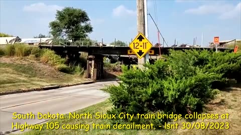 South Dakota, North Sioux City train bridge collapses at Highway 105