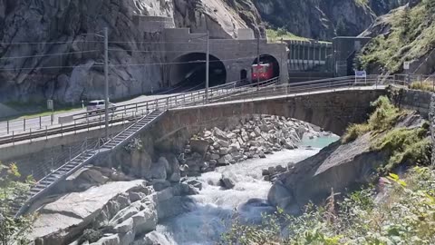 Train Ride From Göschenen to Andermatt in Swiss Alps
