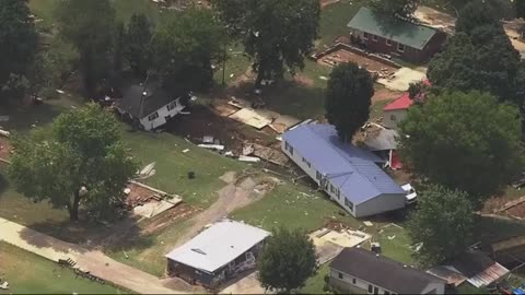 Downtown Waverly Tennessee after flooding on 8-21-21