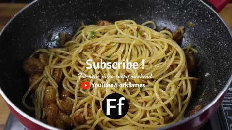 Spicy Butter Garlic Shrimp Pasta Recipe | Prawn Pasta 🍜